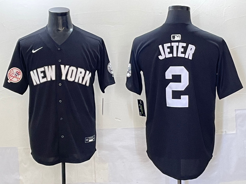 Men 2025 New York Yankees #2 Jeter black Nike MLB Jersey style 725009->new york yankees->MLB Jersey